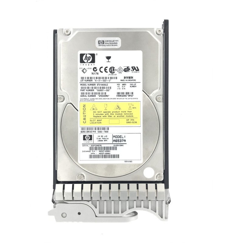 HP 18GB 10K U160 LVD SCSI DISK DRIVE A6537A A6537-69001 A6537-60001 ST318406LC 9U3001-032 5065-7803