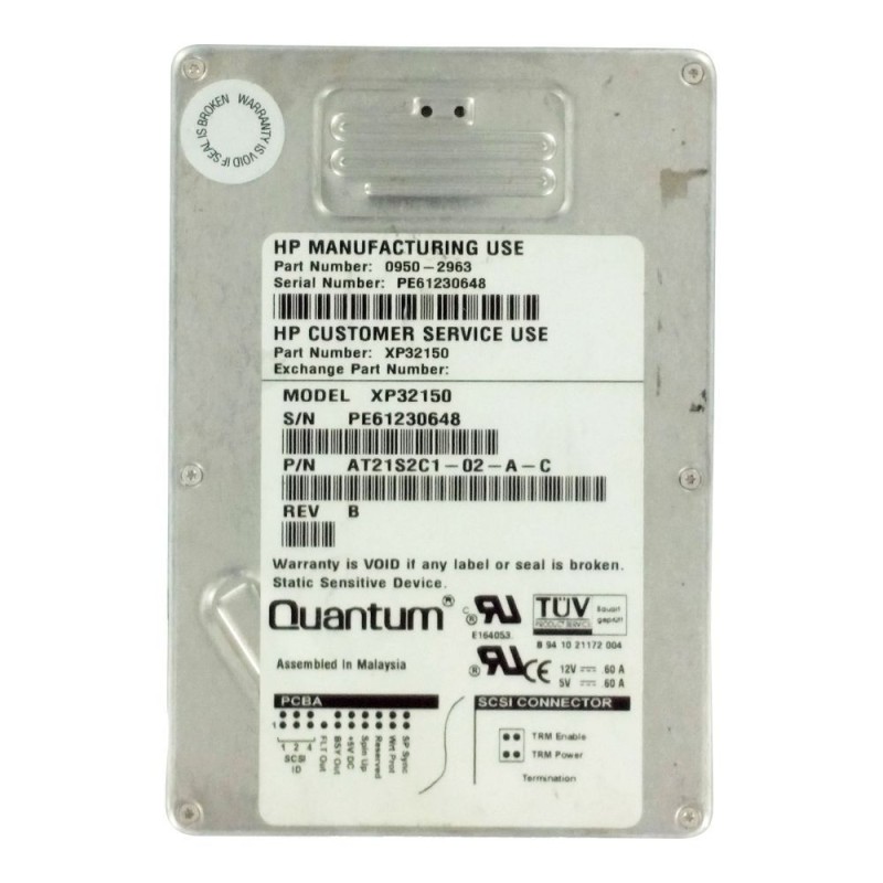 HP QUANTUM 0950-2963 2.1GB 7.2K 3.5" SCSI 50-Pin HDD XP32150 0950-2963 AT21S2C1-02-A-C XP32150