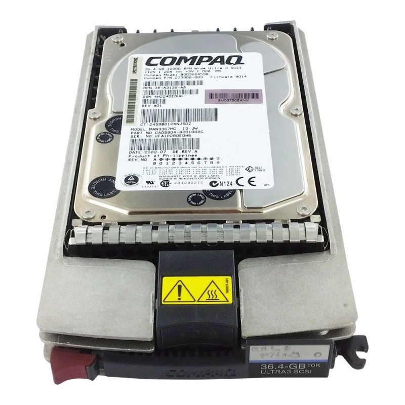 HP Compaq 36.4GB 80PIN 10K Wide U3 SCSI 3.5P 233806-003 BD0366459B 3R-A3136-AA MAN3367MC 178451-002