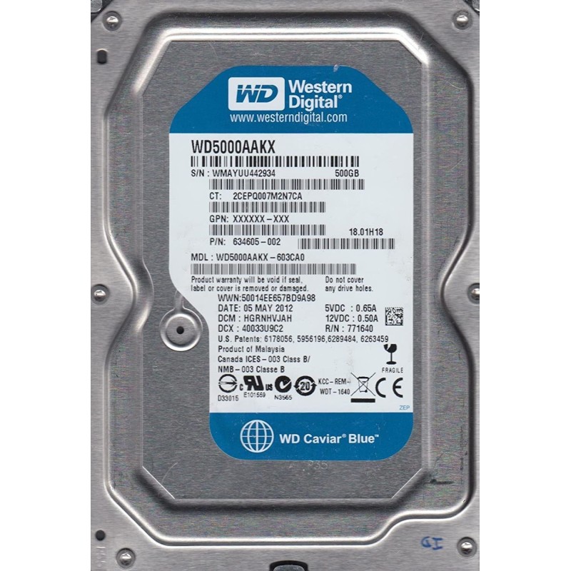 HP WD 634605-002 500GB 7200 tr/min SATA 6 G 3