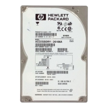 HP 9.1GB SCSI U160 7200RPM HDD 80PIN 7200RPM 9L6001-045 D6106-69001 D6106-63001 D6106-60001 9L6001-YYY D6106A