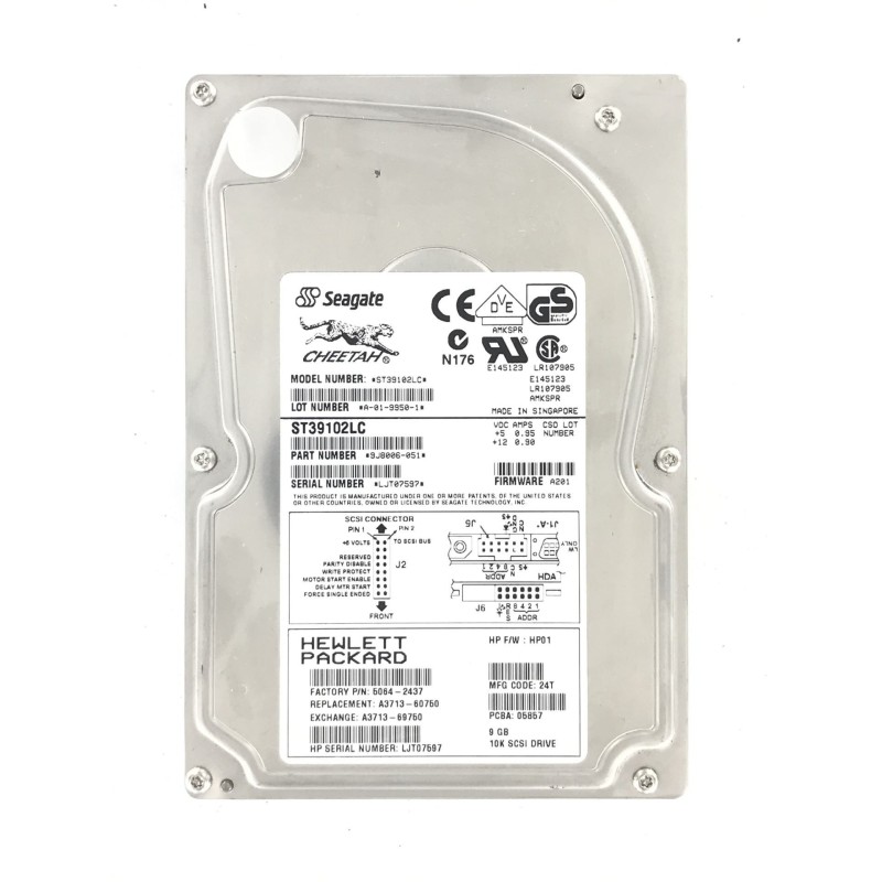 HP A3713-60750 9.1GB 10K U160 80pin SCA-2 SCSI Hard Drive A3713-69750 5064-2437 ST39102LC 9J8006-051 A3713A