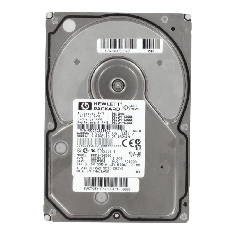 HP DDRS-34560 - 4.0GB 80 pin Ultra Wide Single-Ended SCSI hard drive - 7200 RPM