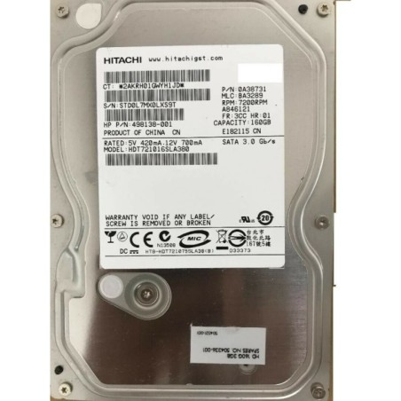 HP 498138-001 160GB SATA 3GB/S 7200RPM HDD HDT721016SLA380