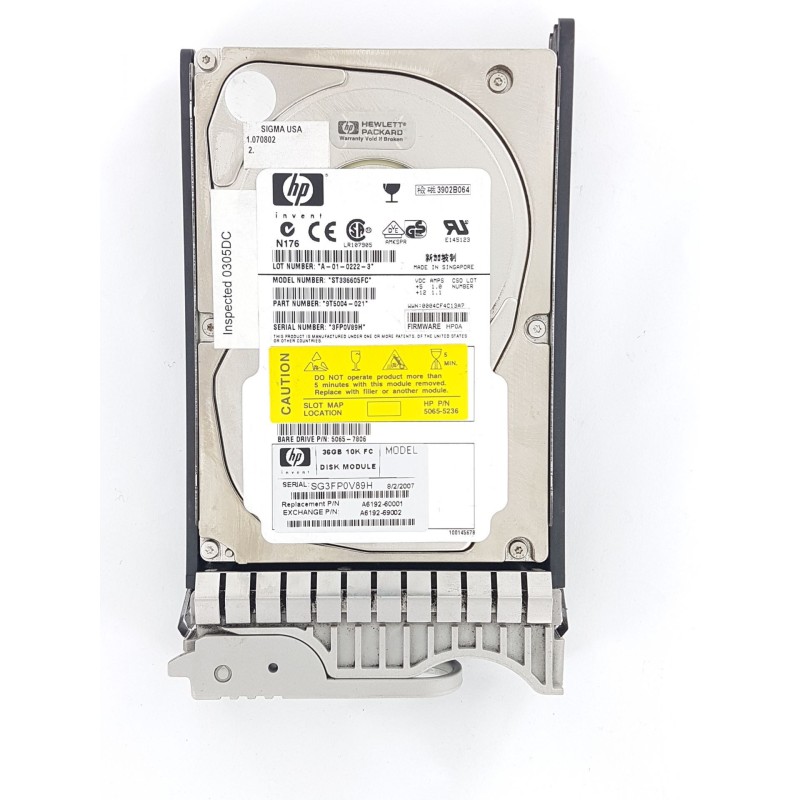 HP A6192-69002 36GB 10K Fibre Channel 3.5" ST336605FC 5065-7806 9T5004-021 A6192-60001