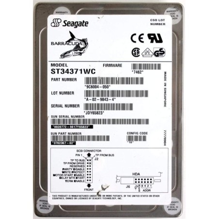 SUN ST34371WC 4.36GB SCSI ULTRA-WIDE 3.5LP 8/9MS 7200RPM BARRACUD 370-2367-02 9C6004-050 540-2938-02