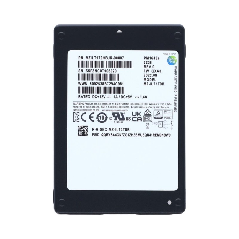 Samsung MZILT1T9HBJR-00007 PM1643 1.92TO SAS Solid State Drive