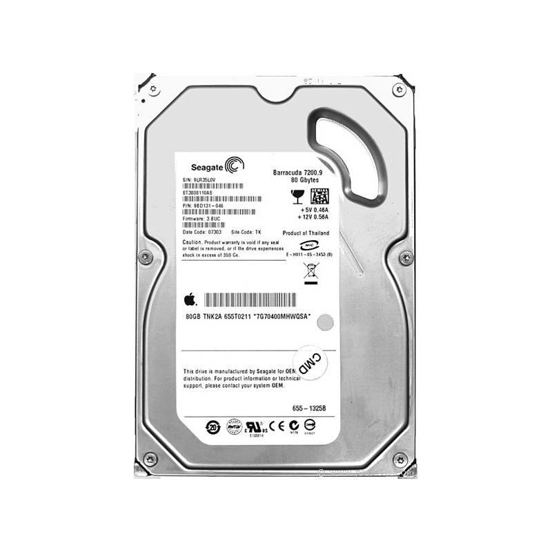 Apple 655T0211 disque dur l'80GB 7.2K SATA: